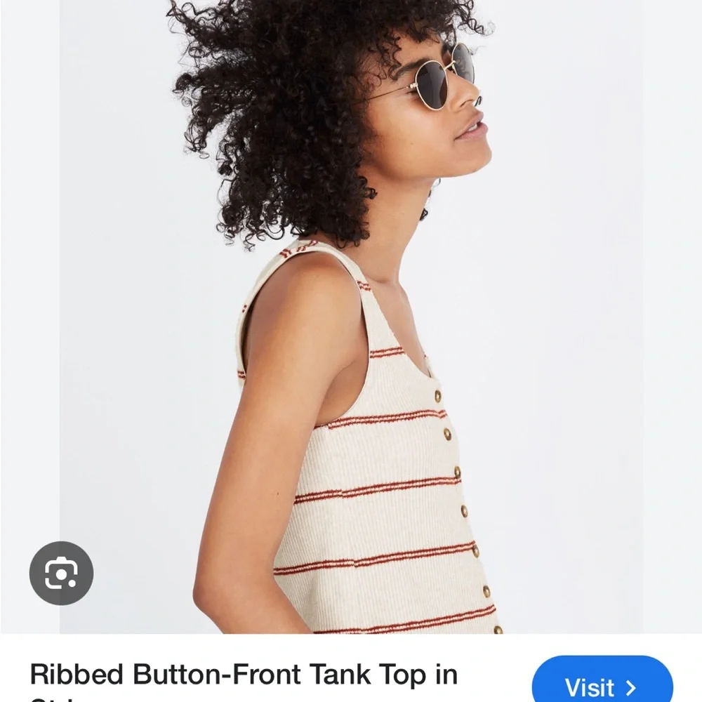 Madewell Cream and Orange Ribbed Crop Tank Top - Picture 3 of 4